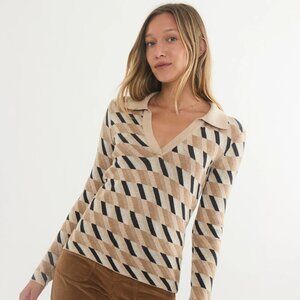 Marine Layer Morgan Sweater Polo Natural Geo Size Small